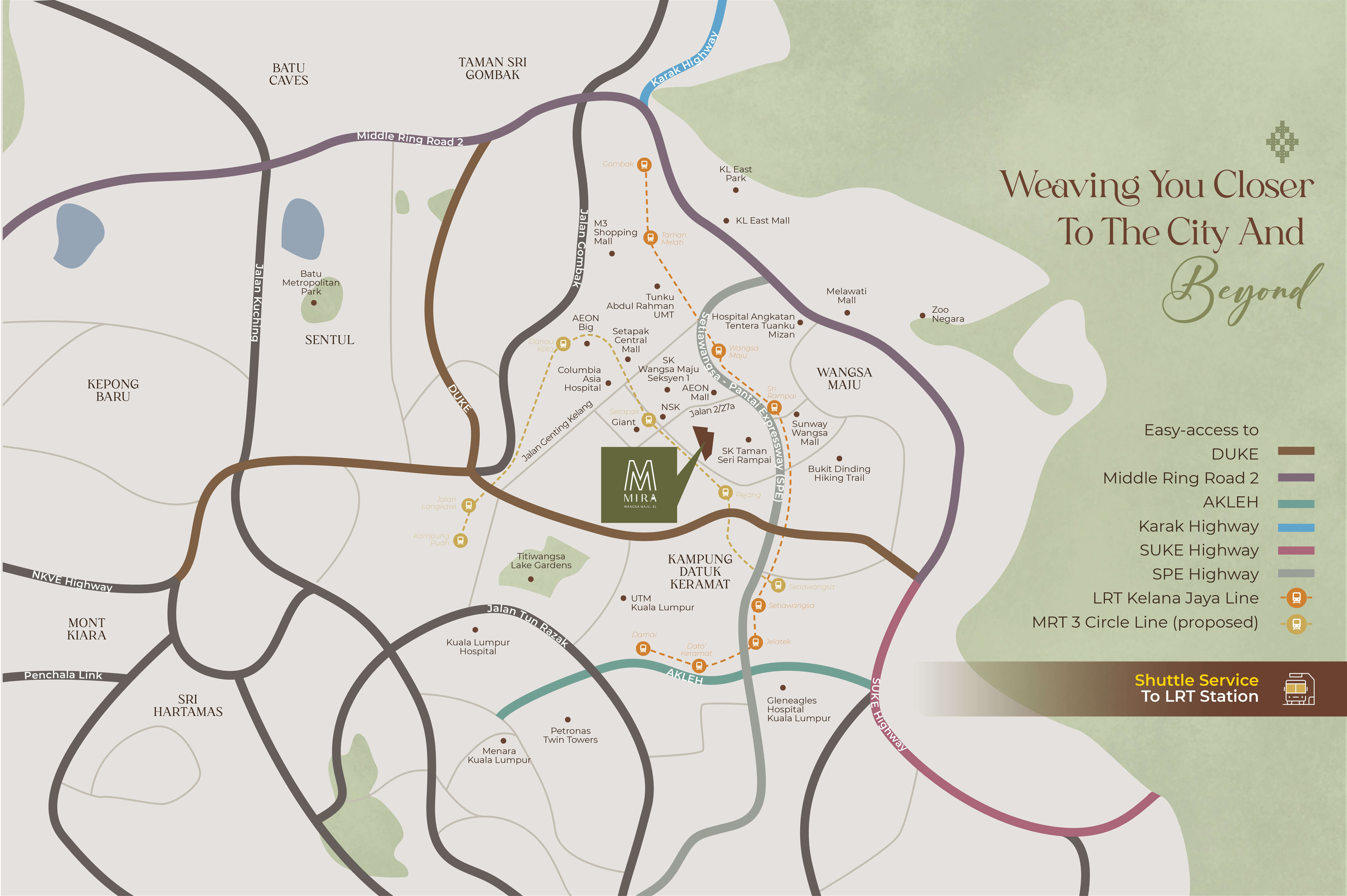Location map showing M Mira and surrounding connections in Sri Rampai